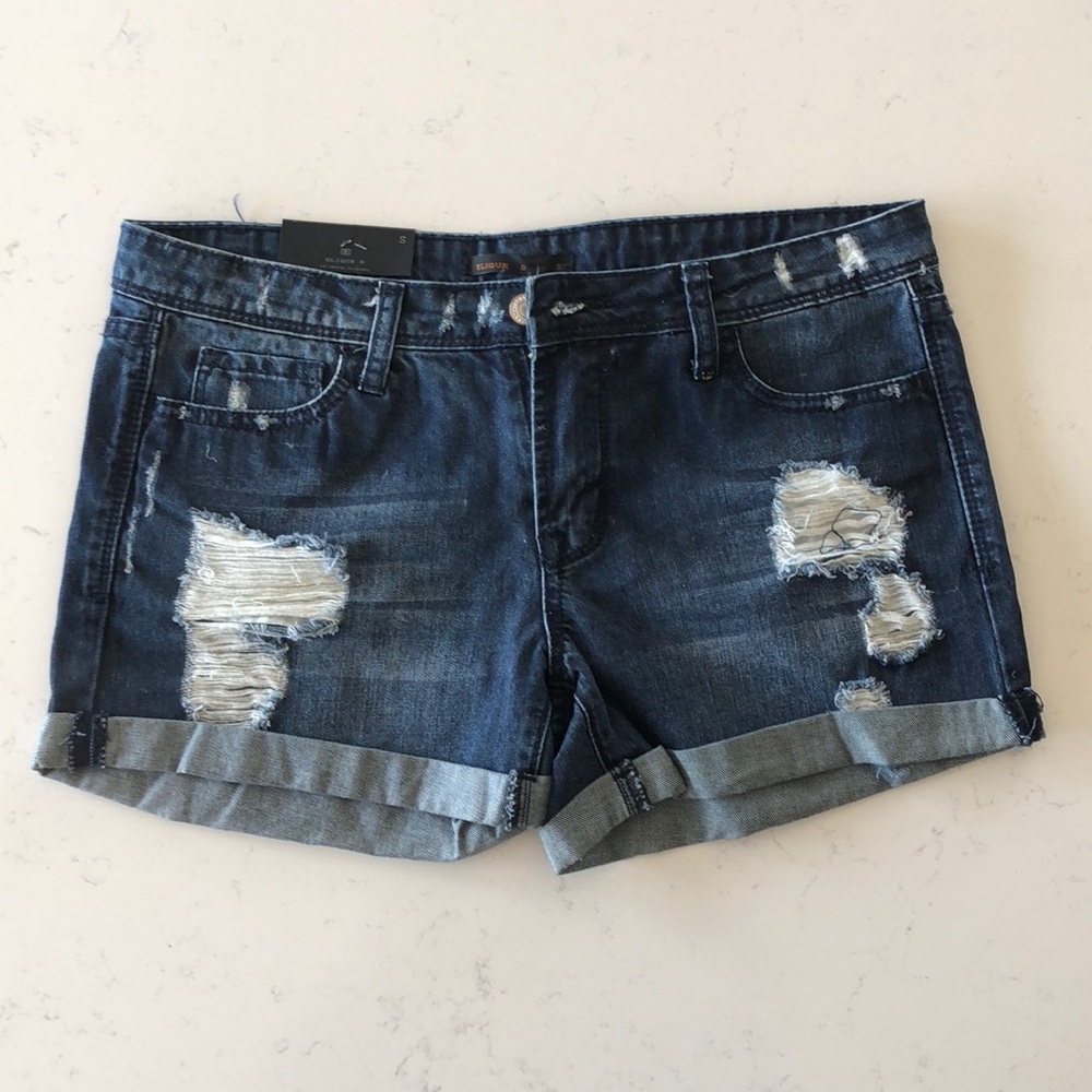 KLIQUE B boyfriend denim shorts with cuff
